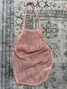 100% Cotton French Net Market Bag - Peach / Coral - OS